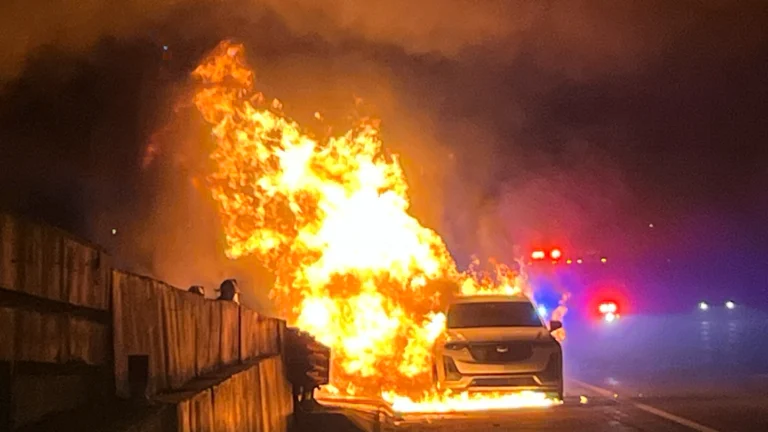 Car Bursts Into Flames on I-40 in Southwest OKC After Earlier Crash