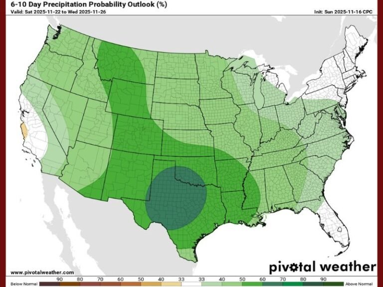Above-Normal Rainfall Expected Across Much of the U.S. as Thanksgiving Week Approaches, With Texas at the Highest Risk