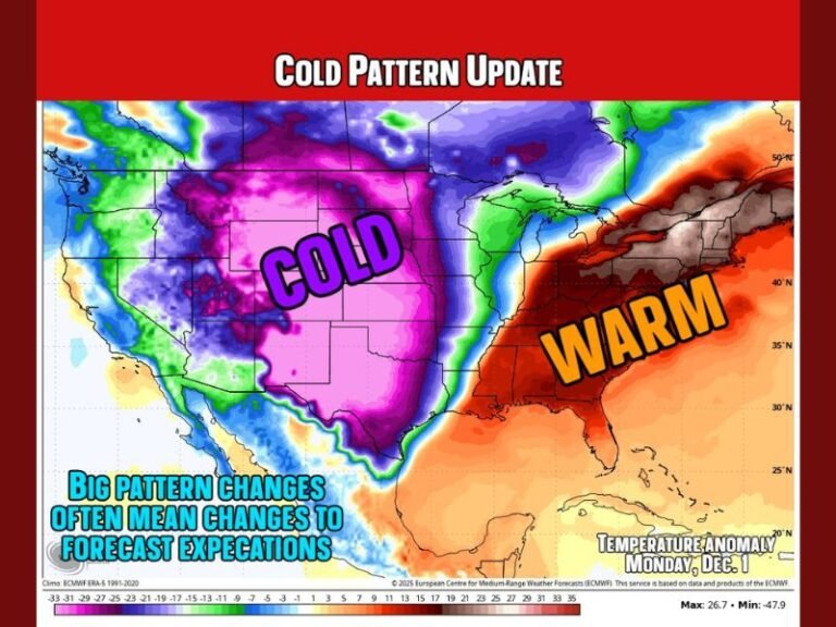Alabama Big Weather Shift Ahead: Cold Temperatures Sweep the Midwest and Plains While the Southeast Stays Warm