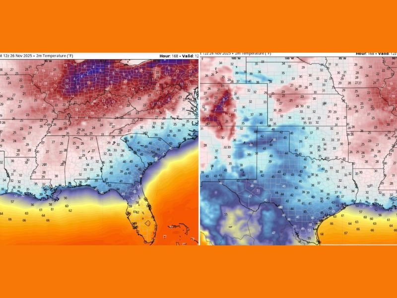 Arctic Blast Expected to Hit the South on December 3, Sending Temperatures Plummeting Across Texas, Mississippi, and Georgia