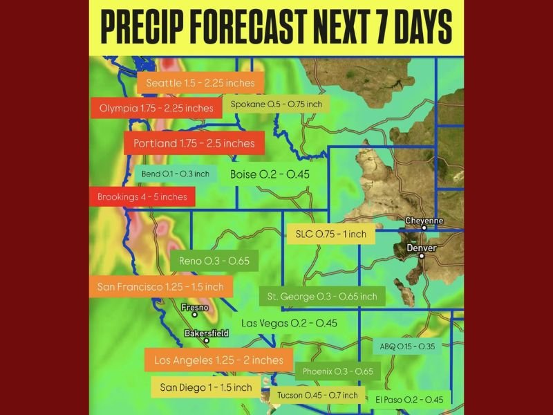 Back-to-Back Storms to Bring Heavy Rain and Flood Risks Across California, Oregon, and Washington Through Next Week
