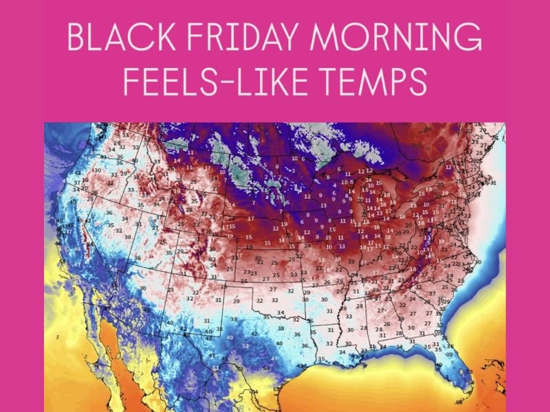Black Friday Morning To Bring Bitter Cold Across Montana, the Dakotas, Minnesota, Wisconsin, Iowa, and the Pacific Northwest
