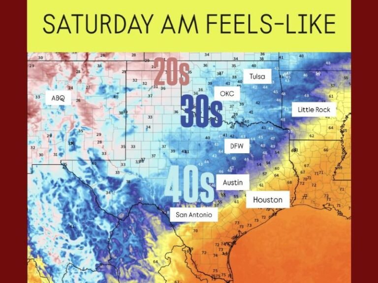 Cold Front Brings Chilly Morning Temperatures to Oklahoma and Texas on Saturday