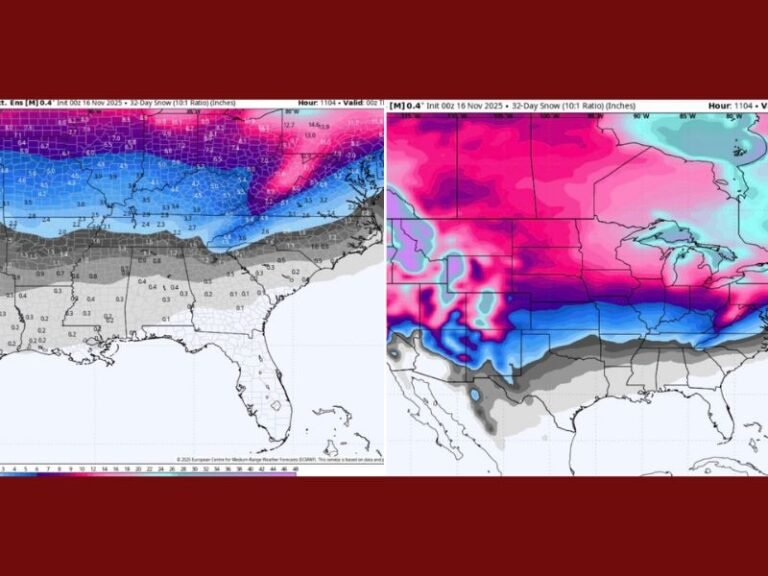 EURO Weather Model Shows Surprise January Snow Potential Across the Gulf Coast and Southern U.S., With Heavier Totals Further North
