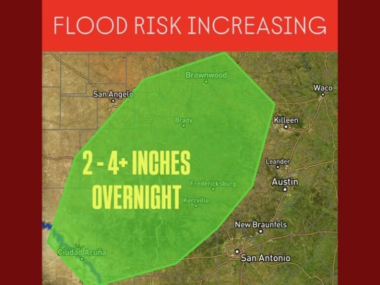 Flash Flood Risk Overnight in Texas Hill Country: Up to 4 Inches of Rain Expected
