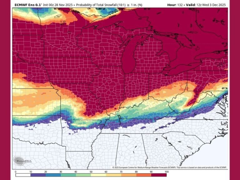 Major Snowstorm Expected Across Midwest and Great Lakes With 90% Chance of Accumulation From Nebraska to Ohio