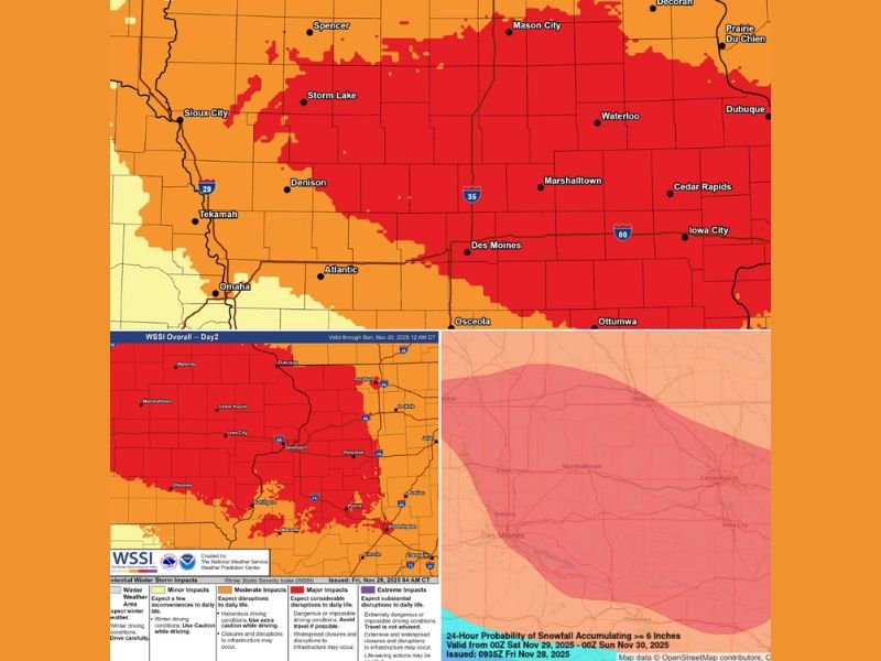 Major Winter Storm to Blanket Midwest With 6–12 Inches of Snow, Threatening Travel Across Des Moines, Chicago, and Milwaukee