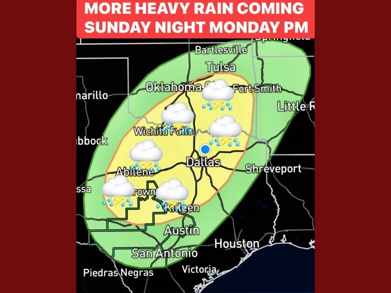 North Texas Faces More Heavy Rain and Flash Flooding Risk Sunday Night Into Monday