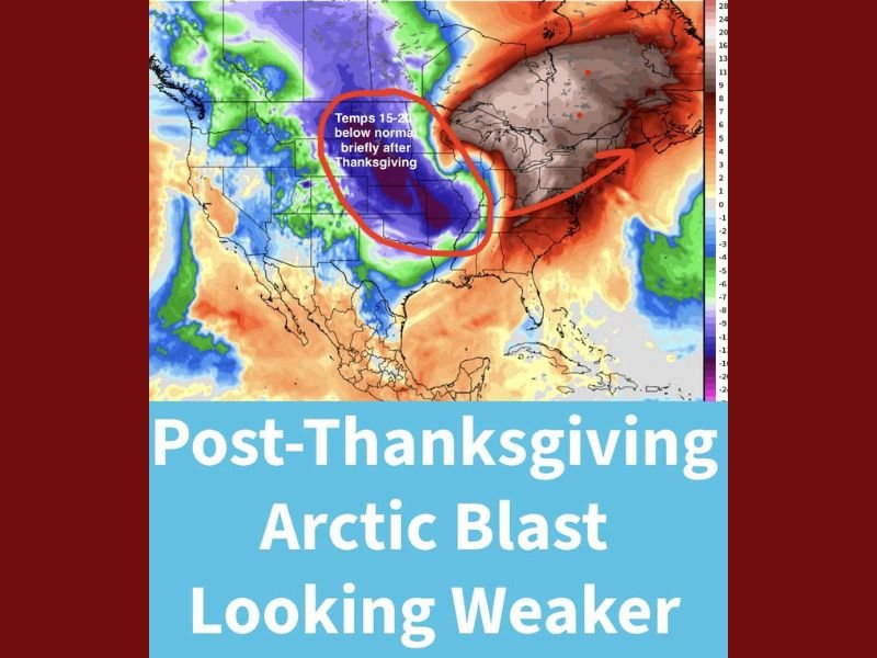 Post-Thanksgiving Arctic Blast Expected to Arrive, But Latest Forecast Models Show the Cold Snap Weakening Across the Midwest