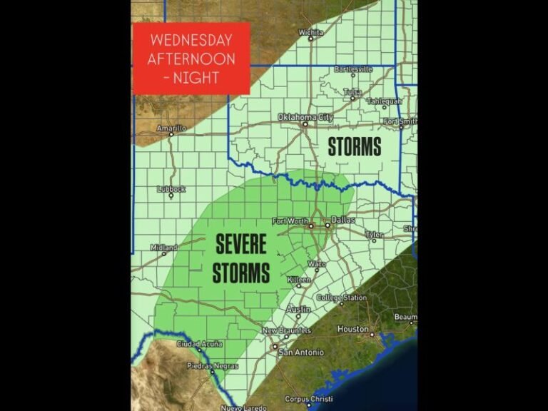 Powerful Midweek Storm System to Bring Severe Thunderstorms, Heavy Rain, and Flooding Across Texas and Oklahoma