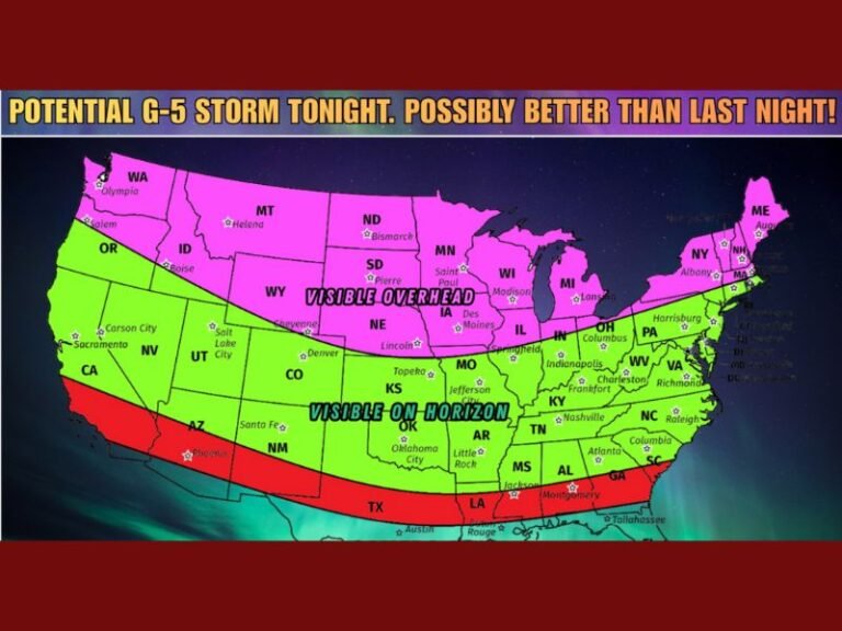 Severe G5 Geomagnetic Storm Could Light Up U.S. Skies Tonight With Rare Northern Lights Display