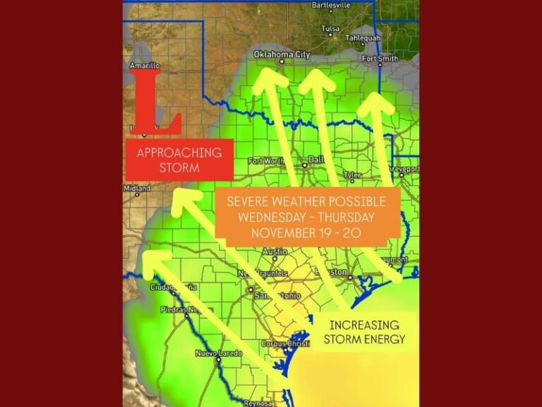 Severe Weather Threat Builds Across Texas, Oklahoma, and Arkansas Midweek as Powerful Pacific Storm Approaches