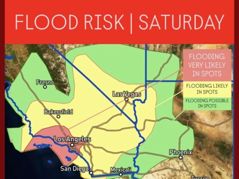 Southern California and Desert Southwest Brace for Heavy Rain and Flooding Threat Saturday