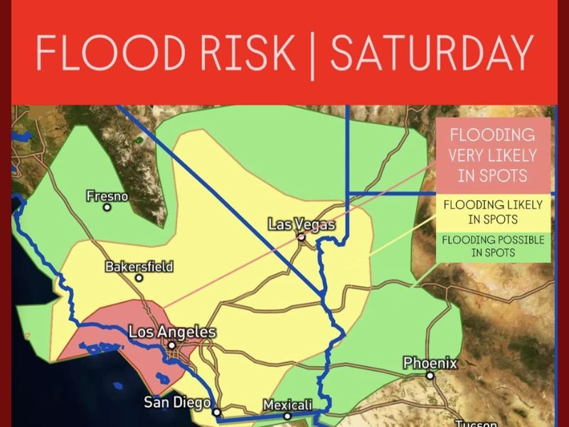 Southern California and Desert Southwest Brace for Heavy Rain and Flooding Threat Saturday