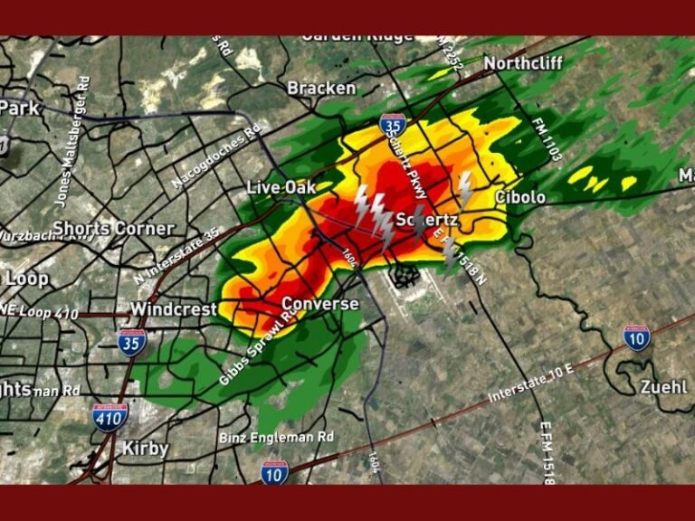 Strong Thunderstorm Moves Through Converse, Schertz, and Cibolo Bringing Heavy Rain and Hail