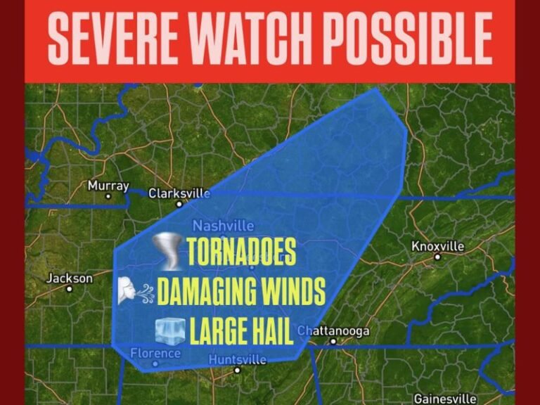 Tennessee Valley Braces for Severe Weather Threat Including Tornadoes, Damaging Winds, and Large Hail