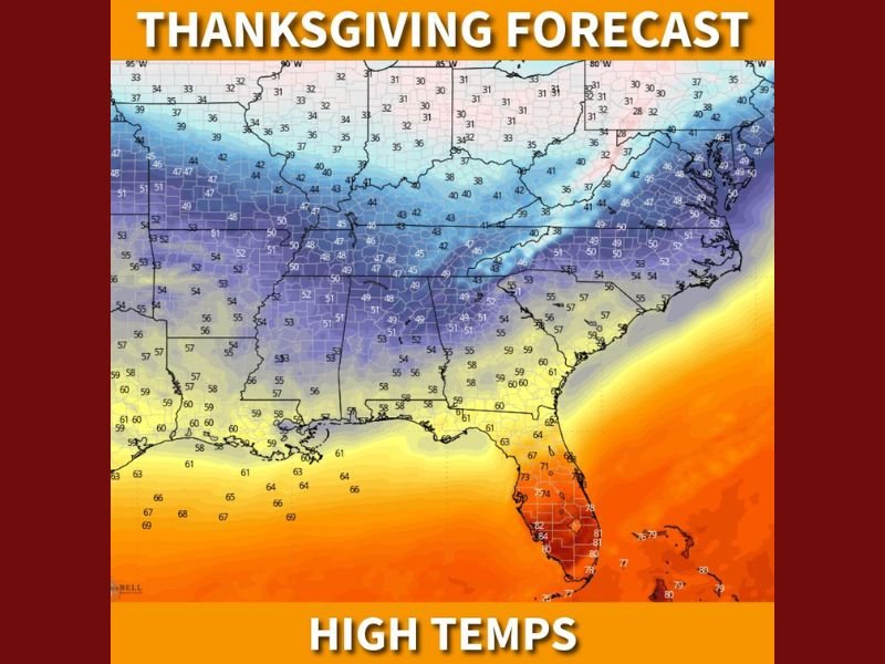 Thanksgiving Forecast: Mild Gulf Coast Temperatures and Warm, Humid Conditions for Florida