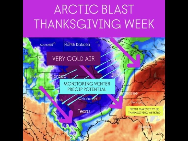 Thanksgiving Week Arctic Blast to Bring Subfreezing Temperatures and Travel Delays Across U.S. Midwest and Plains