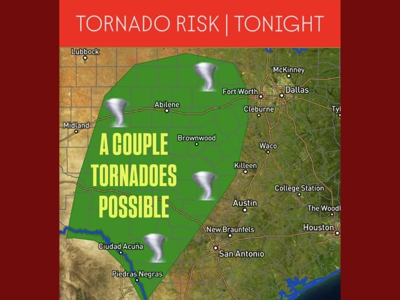 Tornado Threat Tonight Across Central Texas: Isolated Tornadoes, Hail, and Flooding Possible
