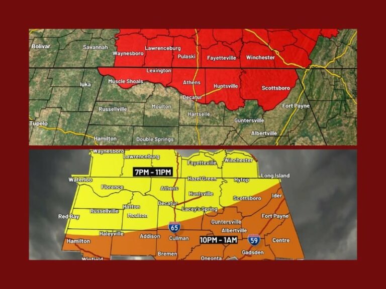 Tornado Watch in Effect Until 10 PM for Northern Alabama and Middle Tennessee as Storms Move Through