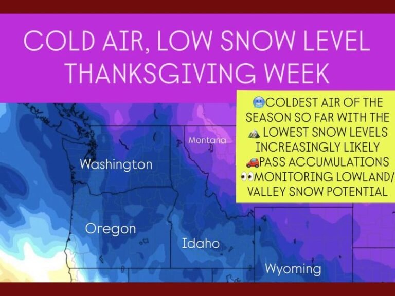 Washington and Oregon Brace for Coldest Thanksgiving Week as Snow Levels Drop to Valley Floors