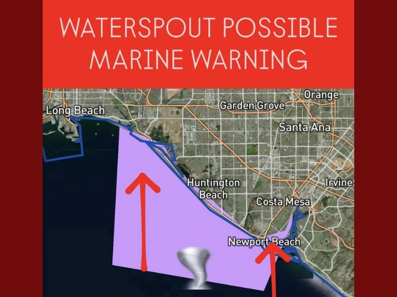 Waterspout Threat Prompts Marine Warning Off Southern California Coast Near Long Beach and Newport Beach
