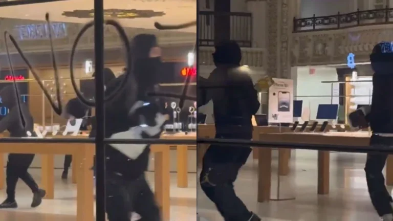 Crowds Smash Windows and Loot Downtown Los Angeles Apple Store Amid Overnight Unrest and Police Response
