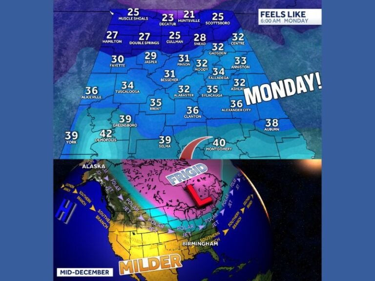 Alabama Weather: Chilly Weekend Ahead With More Cold Air Arriving Sunday, Followed by Midweek Warmup