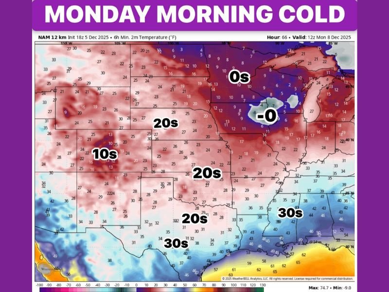 Arctic Blast to Send North Texas Temperatures Into the 20s Early Monday Before Rapid Midweek Warm-Up