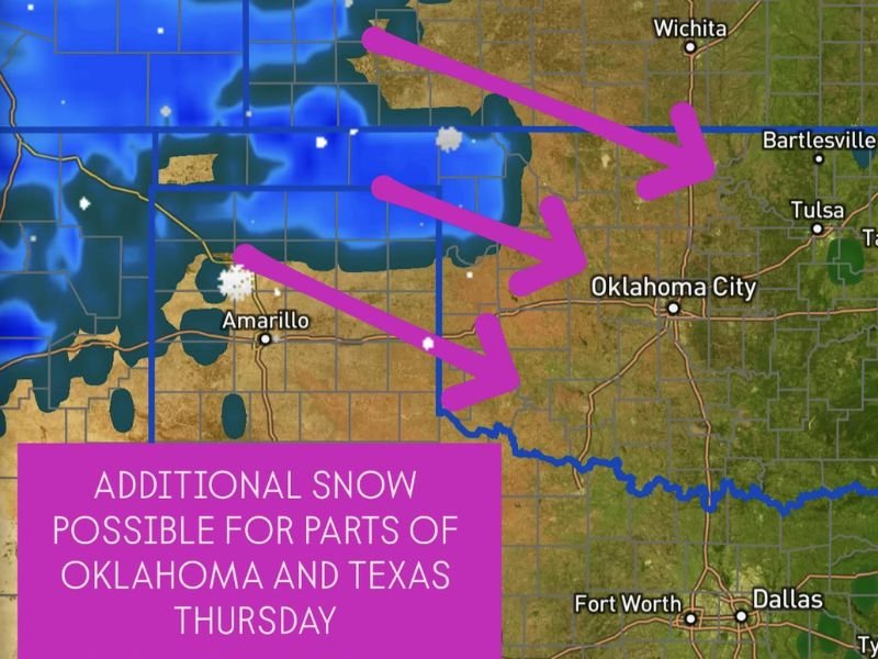 Arctic Front to Bring Light Snow and Freezing Temperatures to Western Oklahoma and Texas Panhandle on Thursday