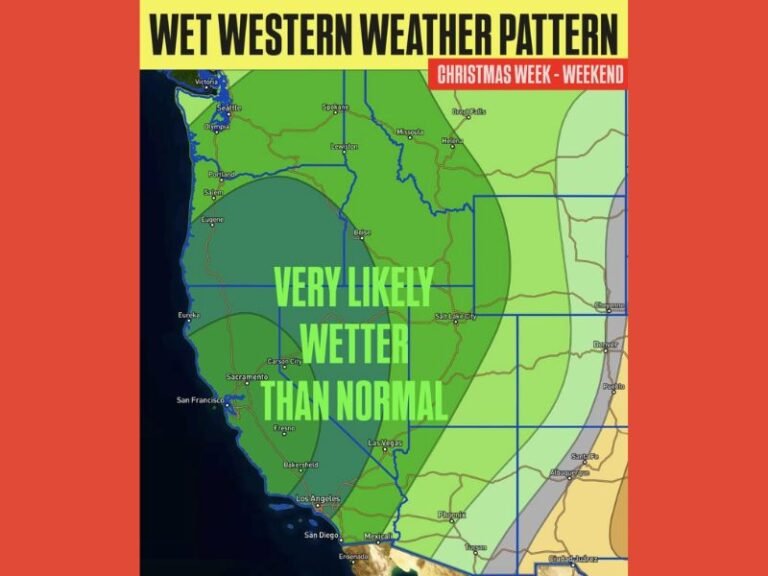 California, Oregon, Washington, and Nevada Likely to See Above-Normal Christmas Week Rain as Multiple Atmospheric Rivers Target the West