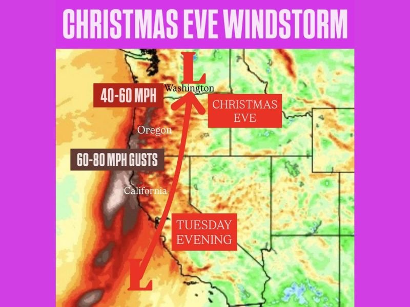 California, Oregon, and Washington Brace for Dangerous Christmas Eve Windstorm With 60–80 mph Gusts Expected