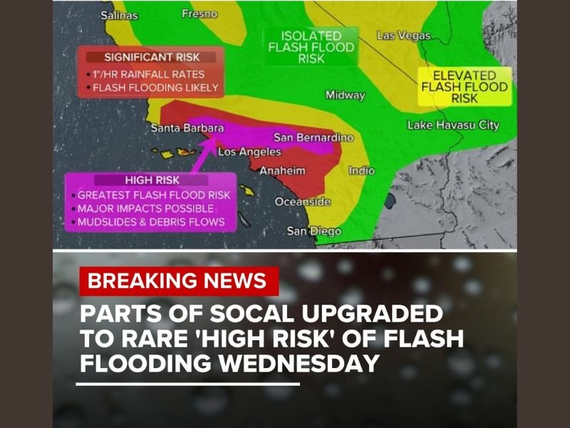 California Upgraded to ‘High Risk’ for Christmas Eve Flash Flooding as NWS Warns of Major Impacts Across Southern SoCal