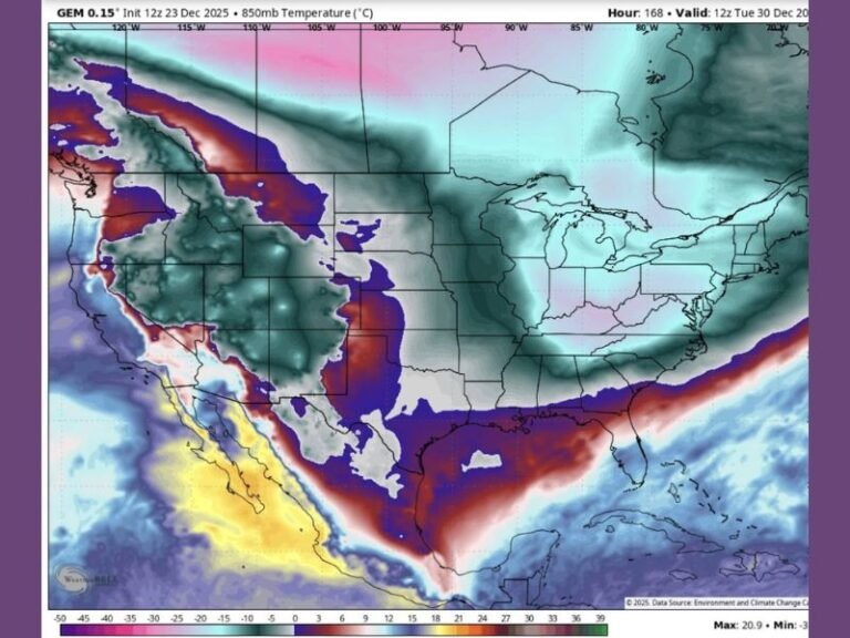 Dangerous Dec. 30 Cold Blast to Sweep Mississippi, Alabama, Louisiana, Georgia, Texas, Tennessee, Arkansas and the Carolinas With Days of Sub-50° Temperatures