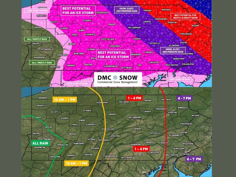 Dangerous Winter Storm to Disrupt Holiday Travel Across Pennsylvania Friday Afternoon Through Overnight, With Ice Storm Threat and Heavy Snow