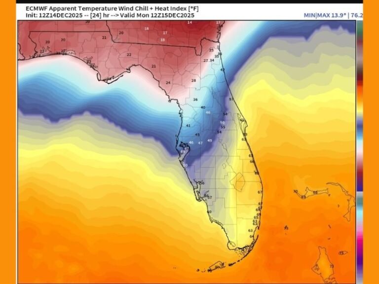 Florida Braces for Bitter Monday Morning Wind Chills as Temperatures Drop Into the 30s and 40s