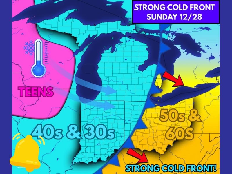 Illinois Braces for Sharp Temperature Crash as Strong Cold Front Arrives Sunday, Dropping 60s to 30s Within Hours