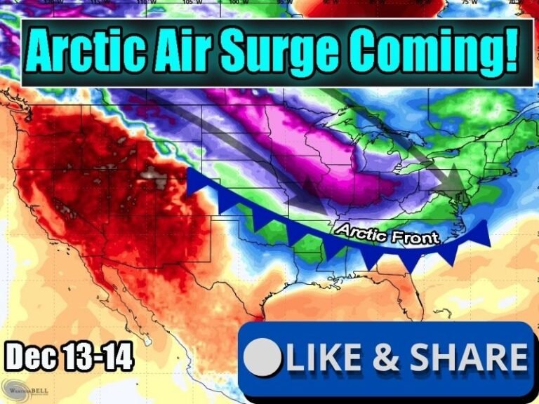 Illinois, Iowa, Missouri, and Nebraska to Face Arctic Air Surge Dec. 13–14 With Temperatures 30–40 Degrees Below Normal