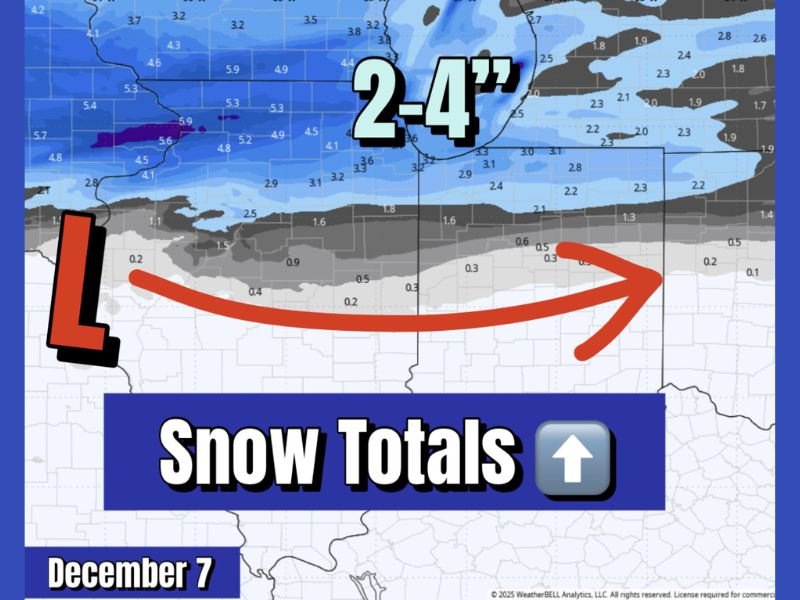Illinois and Iowa to See 2–4 Inches of Snow Thursday Morning as Clipper System Moves East Toward Indiana and Michigan