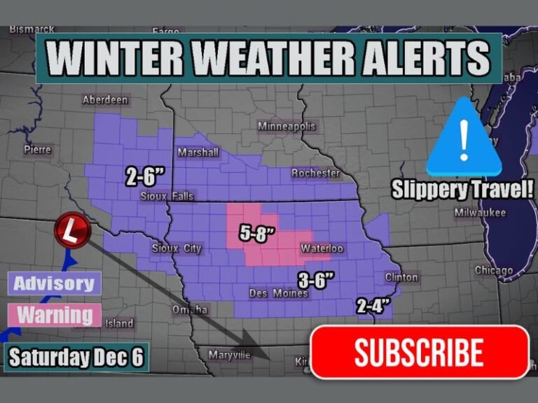 Iowa and Surrounding Midwest States Brace for Fast-Moving Clipper System Bringing Up to 8 Inches of Snow and Hazardous Travel Saturday