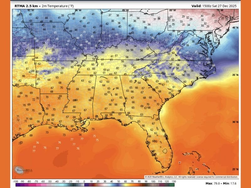 Louisiana, Mississippi, Alabama, And Georgia Experience Unusual Warm-Up Before Winter Reloads With Another Cold Surge