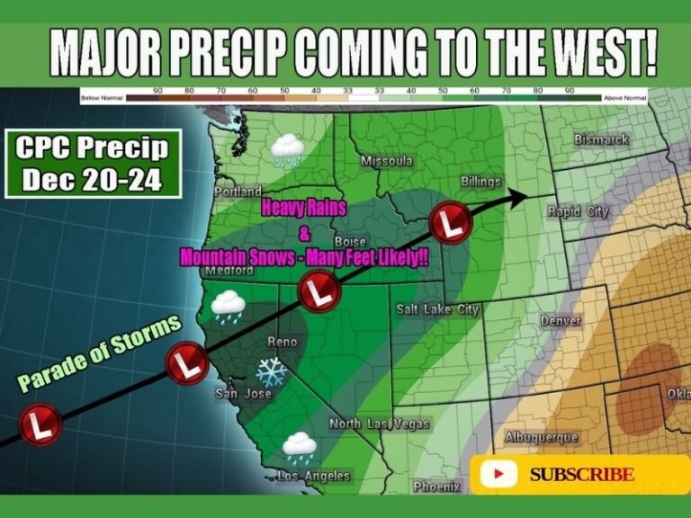 Massive Storm Pattern to Bring Heavy Rain and Mountain Snow to California and the Western U.S. Later This Week