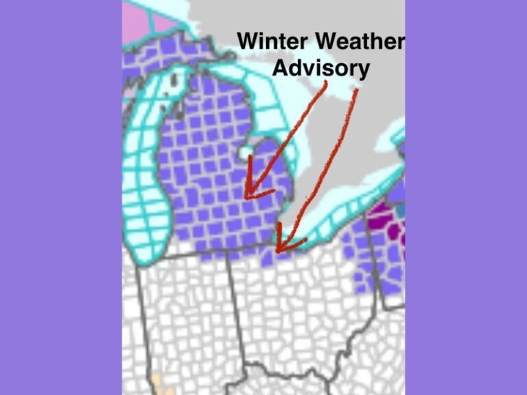Michigan and Northwest Ohio Under Winter Weather Advisory for Freezing Rain Friday Morning, Ice Glaze Expected After 6 A.M.