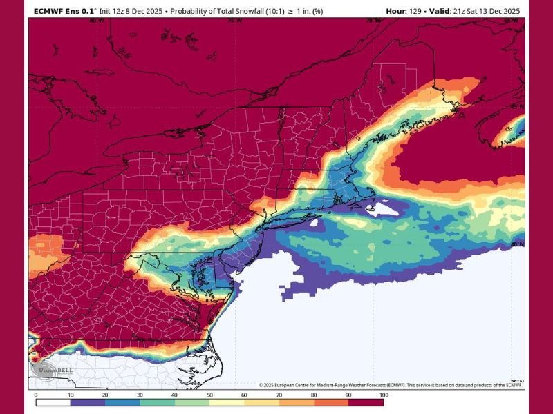 New York, Pennsylvania, and New Jersey to See Light Weekend Snowfall as Northeast Stays Mostly Dry