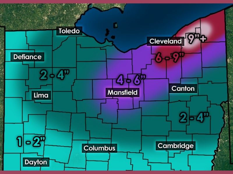 Ohio Lake-Effect Snowstorm Intensifies Through Thursday Morning as Snowbelt Areas Face Over a Foot of Accumulation