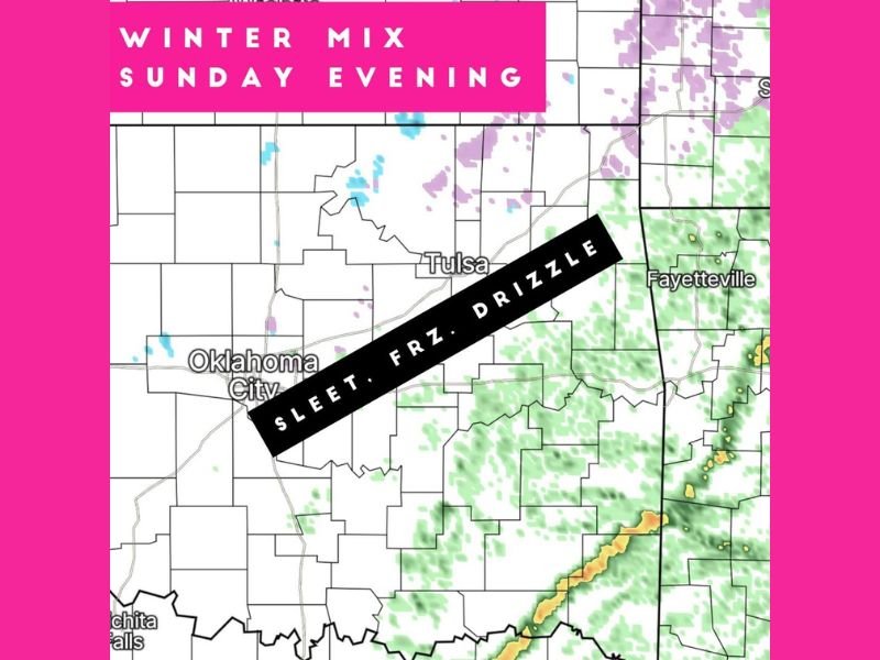 Oklahoma Braces for Rapid Temperature Crash and Wintry Mix Sunday Evening as Arctic Air Surges Into the State
