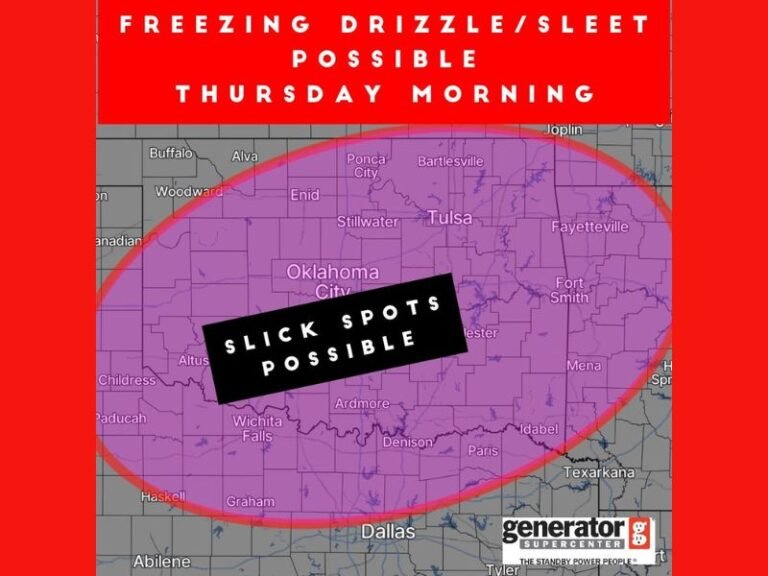 Oklahoma Drivers Warned of Freezing Drizzle and Sleet Thursday Morning, Creating Slick Spots for Early Commute