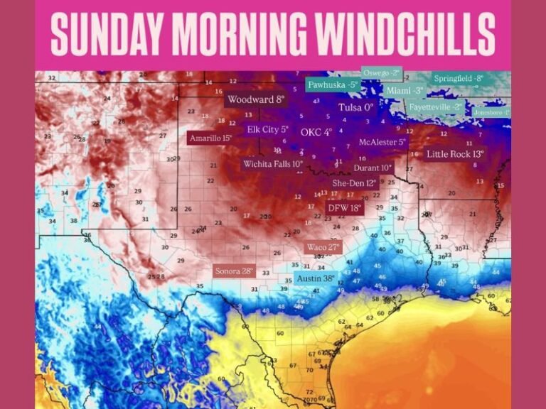 Oklahoma and Arkansas Brace for Dangerous Below-Zero Wind Chills Early Sunday Morning