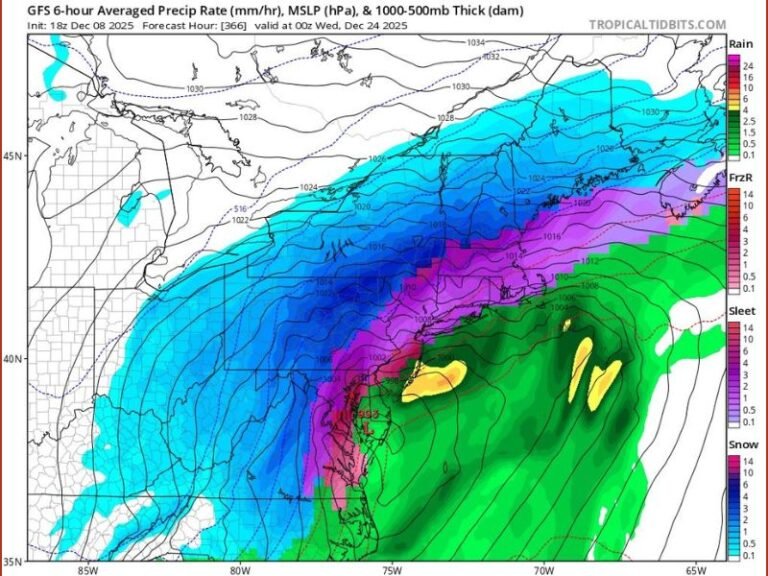 Pennsylvania, New York, New Jersey, Maryland, and Virginia Could See Christmas Eve Winter Storm as Models Indicate Potential East Coast System