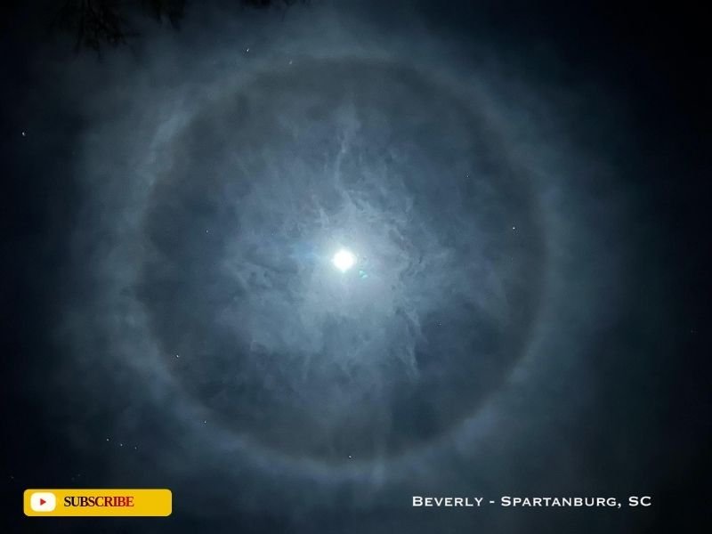 Rare and Striking Moon Halo Captivates Viewers in South Carolina as Ice Crystals Create Perfect Circular Glow